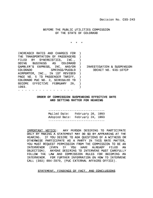 INCREASED RATES AND CHARGES FOR THE TRANSPORTATION OF PASSENGERS FILED BY SYNERGISTICS, INC