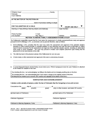 MOTION TO WAIVE FAMILY ASSESSMENT/HOME STUDY