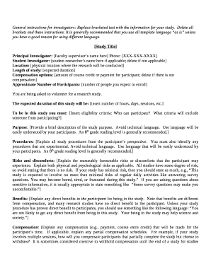 General instructions for investigators: Replace bracketed text with the information for your study
