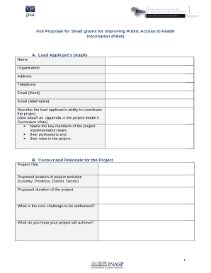Full Proposal for Small grants for improving Public Access to Health Information (PAHI)