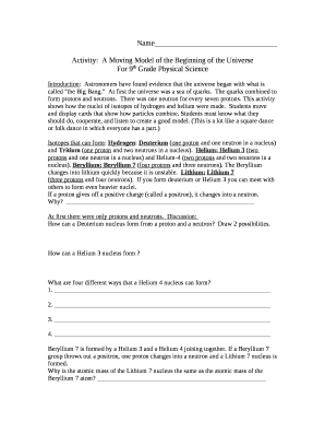 Activity:A Moving Model of the Beginning of the Universe