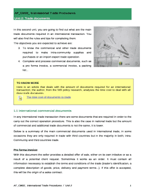 In this second unit, you are going to find out what are the main trade documents required in an international transaction
