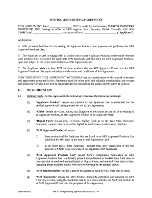 TESTING AND LISTING AGREEMENT