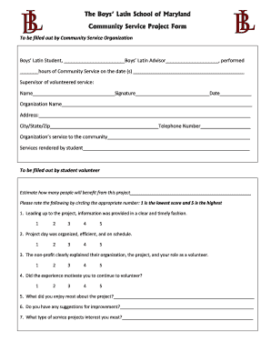 Fillable Online Community Service Project Form Fax Email Print - pdfFiller