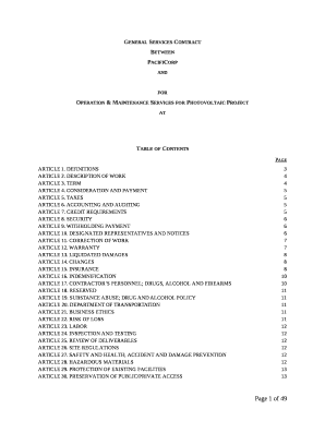 Operation & Maintenance Services for Photovoltaic Project