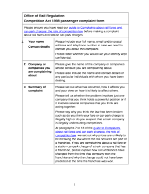 Competition Act 1998 passenger complaint form