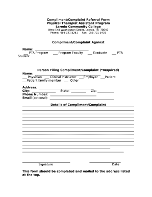 Compliment/Complaint Referral Form