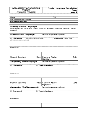 Foreign Language Completion Form