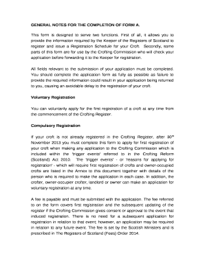 GENERAL NOTES FOR THE COMPLETION OF FORM A