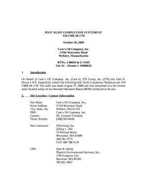 POST AUDIT COMPLETION STATEMENT