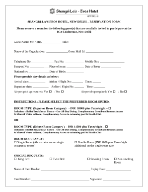 SHANGRI-LAs Eros Hotel, nEW dELHI rESERVATION FORM