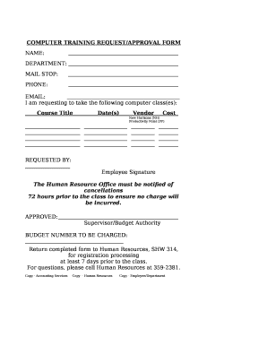 computer training form