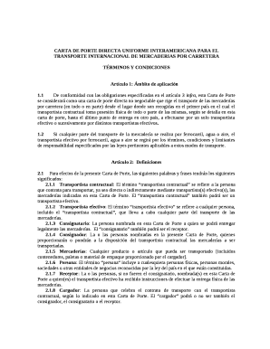 CARTA DE PORTE DIRECTA UNIFORME INTERAMERICANA PARA EL TRANSPORTE INTERNACIONAL DE MERCADERIAS POR CARRETERA