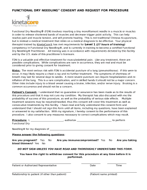 FUNCTIONAL DRY NEEDLING CONSENT AND REQUEST FOR PROCEDURE