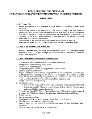 TE/LCI DESIGN PLANS CHECKLIST