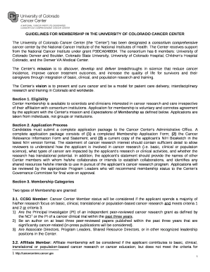 GUIDELINES FOR MEMBERSHIP IN THE UNIVERSITY OF COLORADO CANCER CENTER