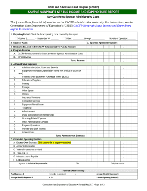 This form collects financial information on the CACFP administrative costs only
