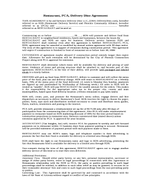 Restaurant, PCA, Delivery Dine Agreement