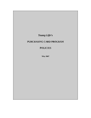 YOUNG LIFE PURCHASING CARD PROGRAM POLICIES