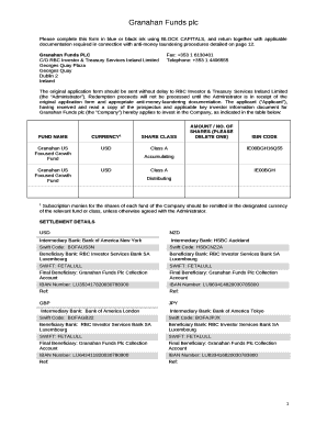 Please complete this in blue or black ink using BLOCK CAPITALS, and return together with applicable documentation required in connection with anti-money laundering procedures detailed on page 12 template