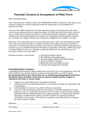 Parental Consent & Acceptance of Risk Form
