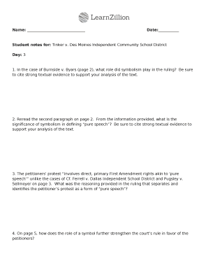Student notes for: Tinker v