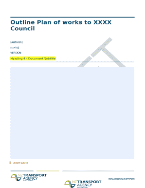 Outline Plan of works to XXXX Council