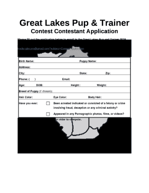 Great Lakes Pup & Trainer Contest Contestant Application