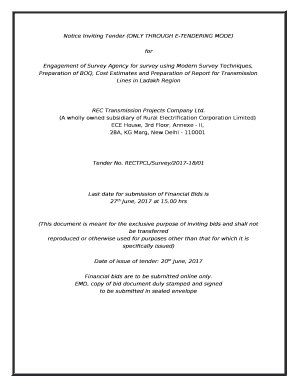 Engagement of Survey Agency for survey using Modern Survey Techniques, Preparation of BOQ, Cost Estimates and Preparation of Report for Transmission Lines in Ladakh Region