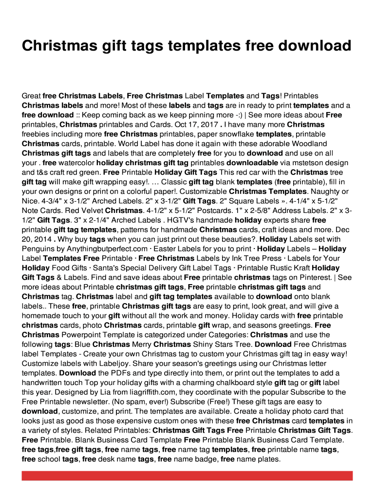 Christmas gift tags templates free download Preview on Page 1