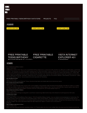Fillable Online FREE PRINTABLE TEENS BIRTHDAY INVITATIONS Fax Email ...