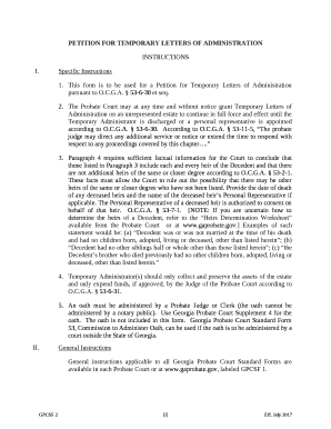 This form is to be used for a Petition for Temporary Letters of Administration pursuant to O
