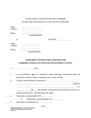 LANDLORDS AFFIDAVIT/DECLARATION FOR
