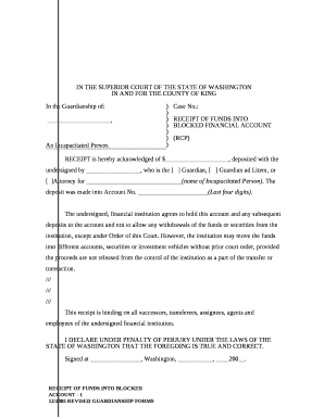 RECEIPT OF FUNDS INTO BLOCKED FINANCIAL ACCOUNT