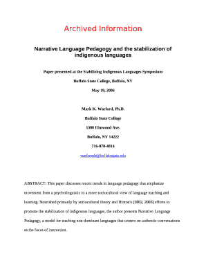 Narrative Language Pedagogy and the stabilization of indigenous languages