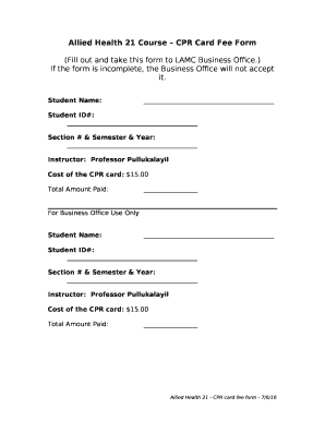 Fillable cpr card