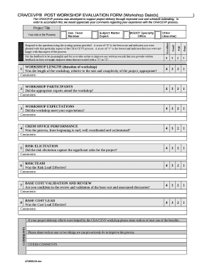 CRA/CEVPPOST WORKSHOP EVALUATION FORM (Workshop Date(s))