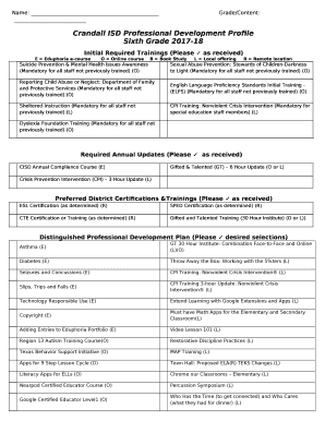 Crandall ISD Professional Development Profile