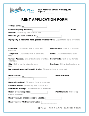 RENT APPLICATION FORM