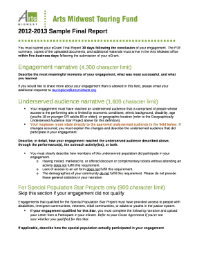 You must submit your eGrant Final Report 30 days following the conclusion of your engagement