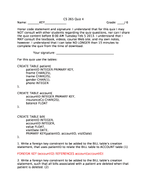 CS 265 Quiz 4