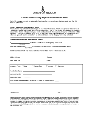 You authorize regularly scheduled charges to your Visa, MasterCard, American Express or Discover card