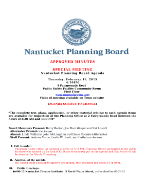 Nantucket Planning Board Agenda