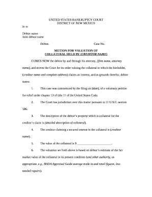 MOTION FOR VALUATION OF template