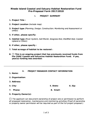Pre-Proposal Form 2017/2018
