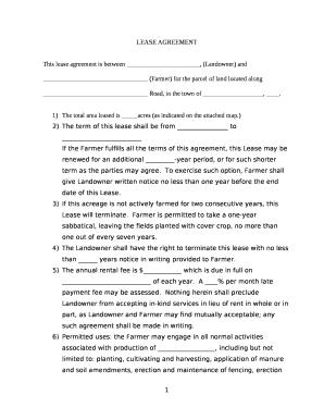 This lease agreement is between , (Landowner) and