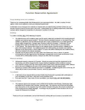 Function Reservation Agreement template