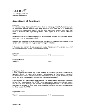 We will acknowledge the support of FAER and the co-sponsor (e