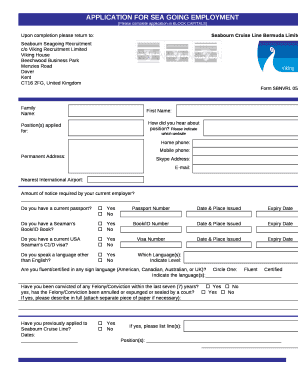 APPLICATION FOR SEA GOING EMPLOYMENT