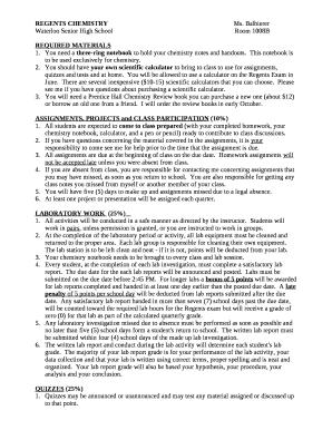 You need a three-ring notebook to hold your chemistry notes and handouts